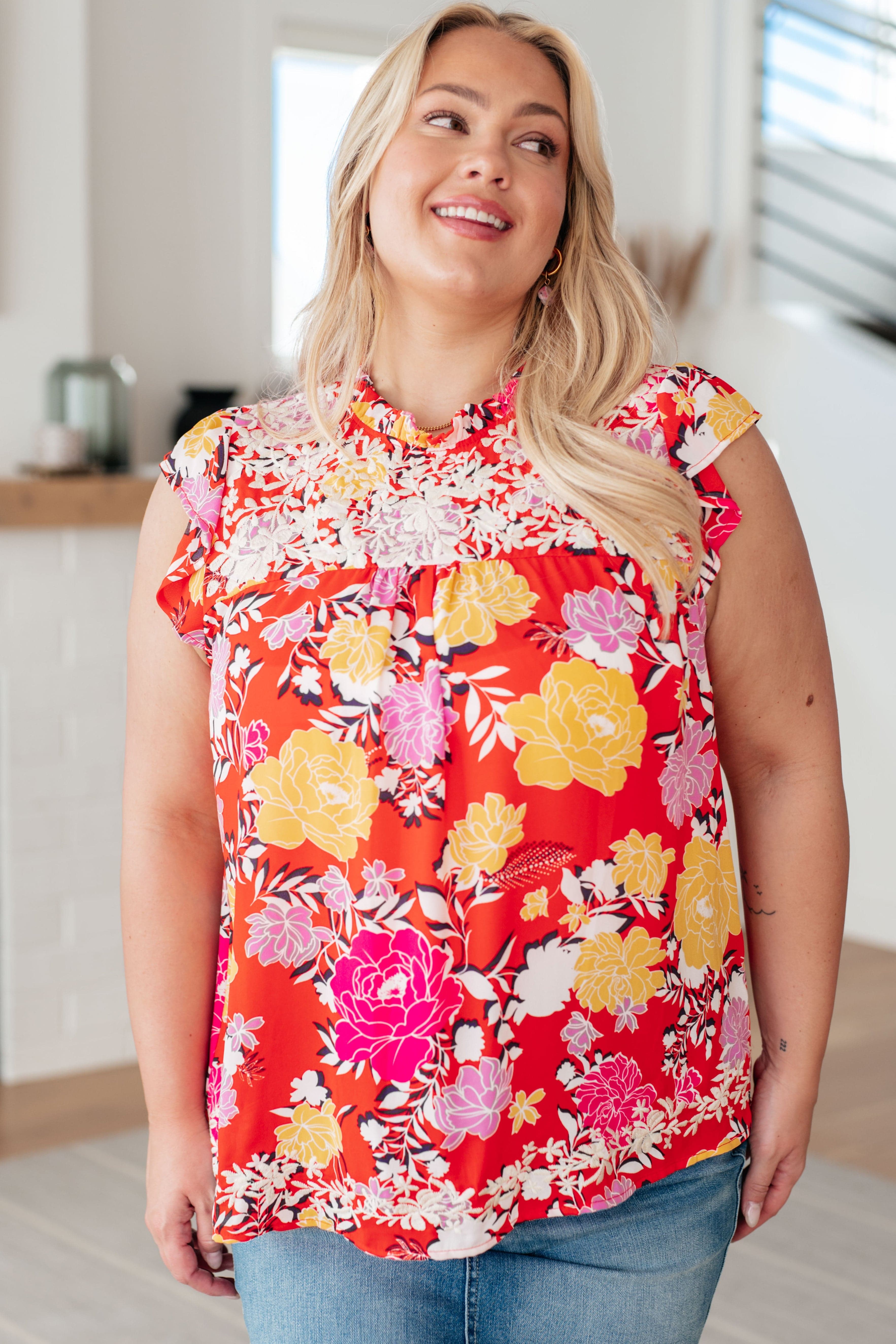 Among The Flowers Floral Top-Tops-Stay Foxy Boutique, Florissant, Missouri