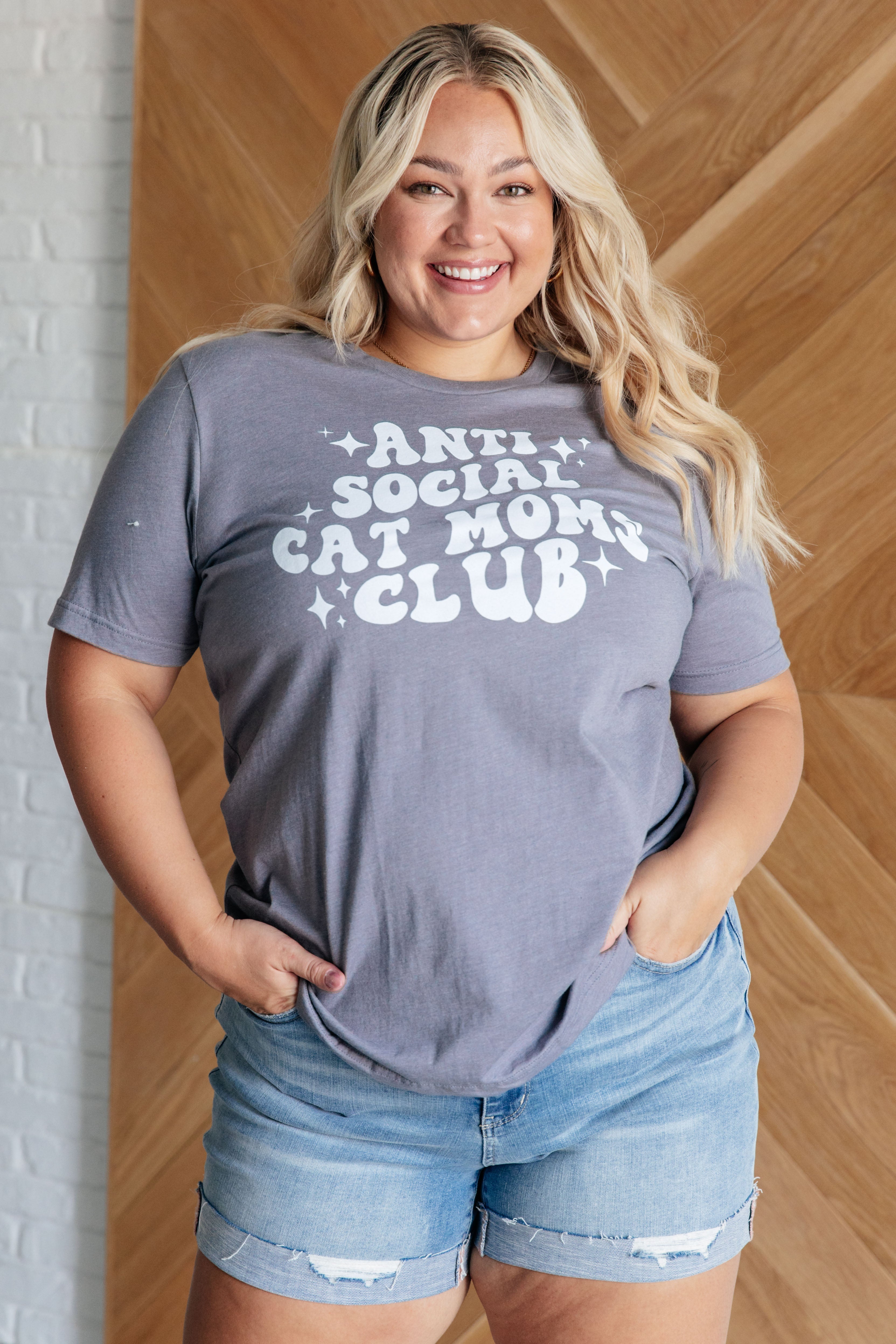 Antisocial Cat Mom Graphic Tee-Tops-Stay Foxy Boutique, Florissant, Missouri