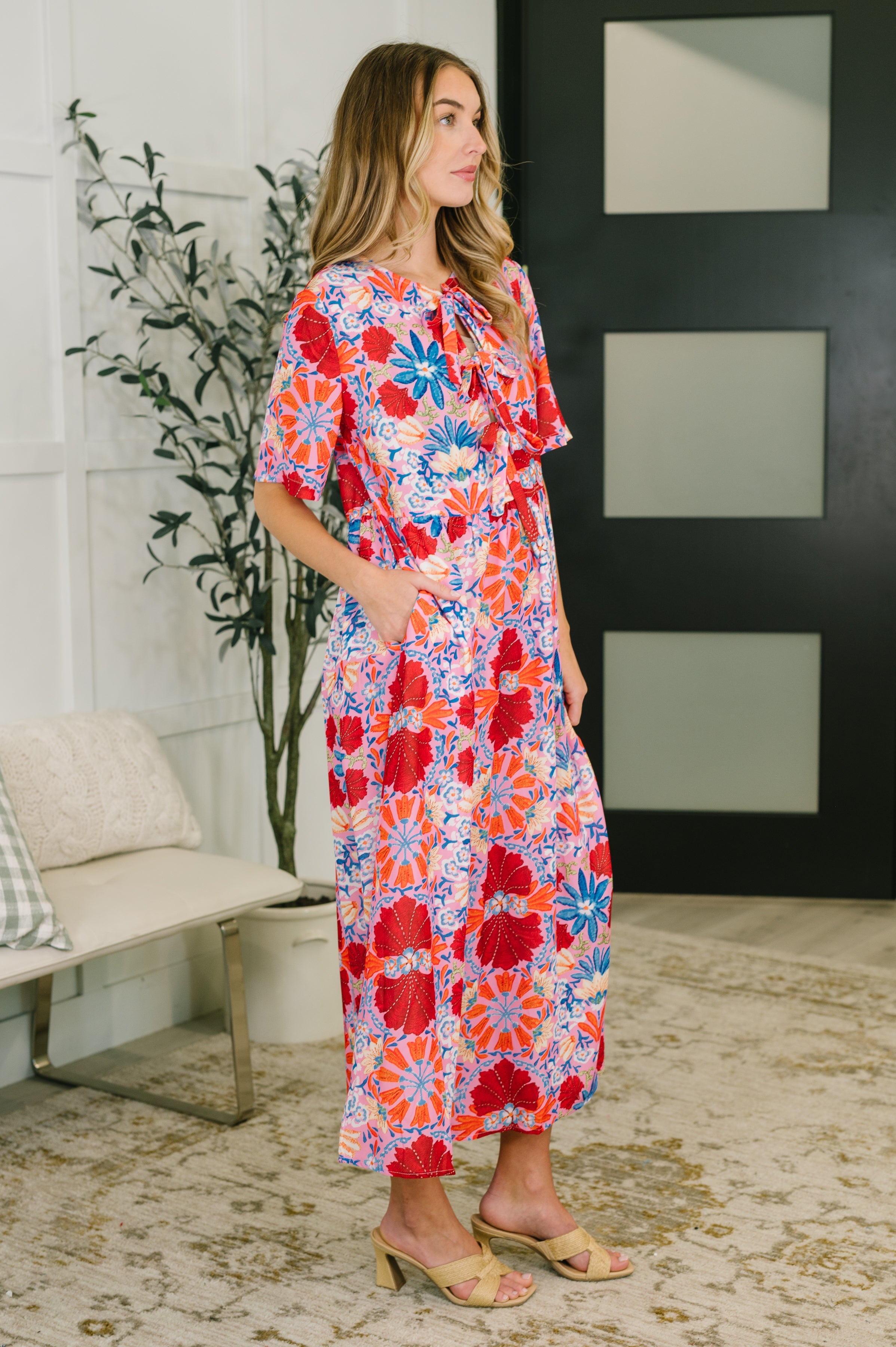 Art of Loving Bow Detail Floral Dress-Womens-Stay Foxy Boutique, Florissant, Missouri