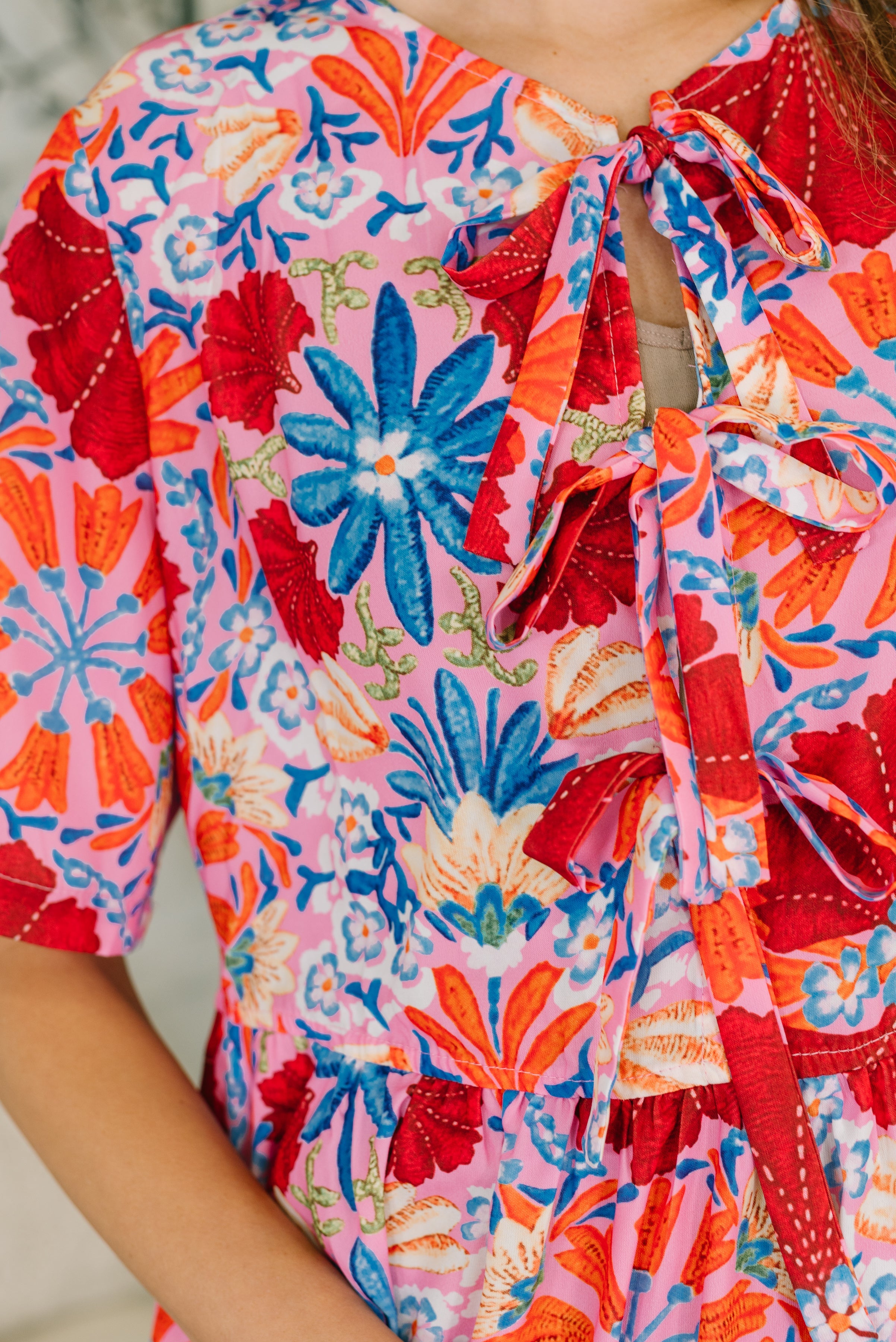 Art of Loving Bow Detail Floral Dress-Womens-Stay Foxy Boutique, Florissant, Missouri