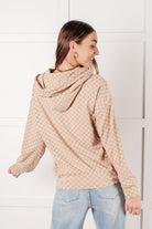 Ask Me Out Checkered Hoodie in Khaki-Tops-Stay Foxy Boutique, Florissant, Missouri