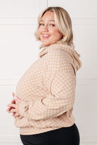 Ask Me Out Checkered Hoodie in Khaki-Tops-Stay Foxy Boutique, Florissant, Missouri