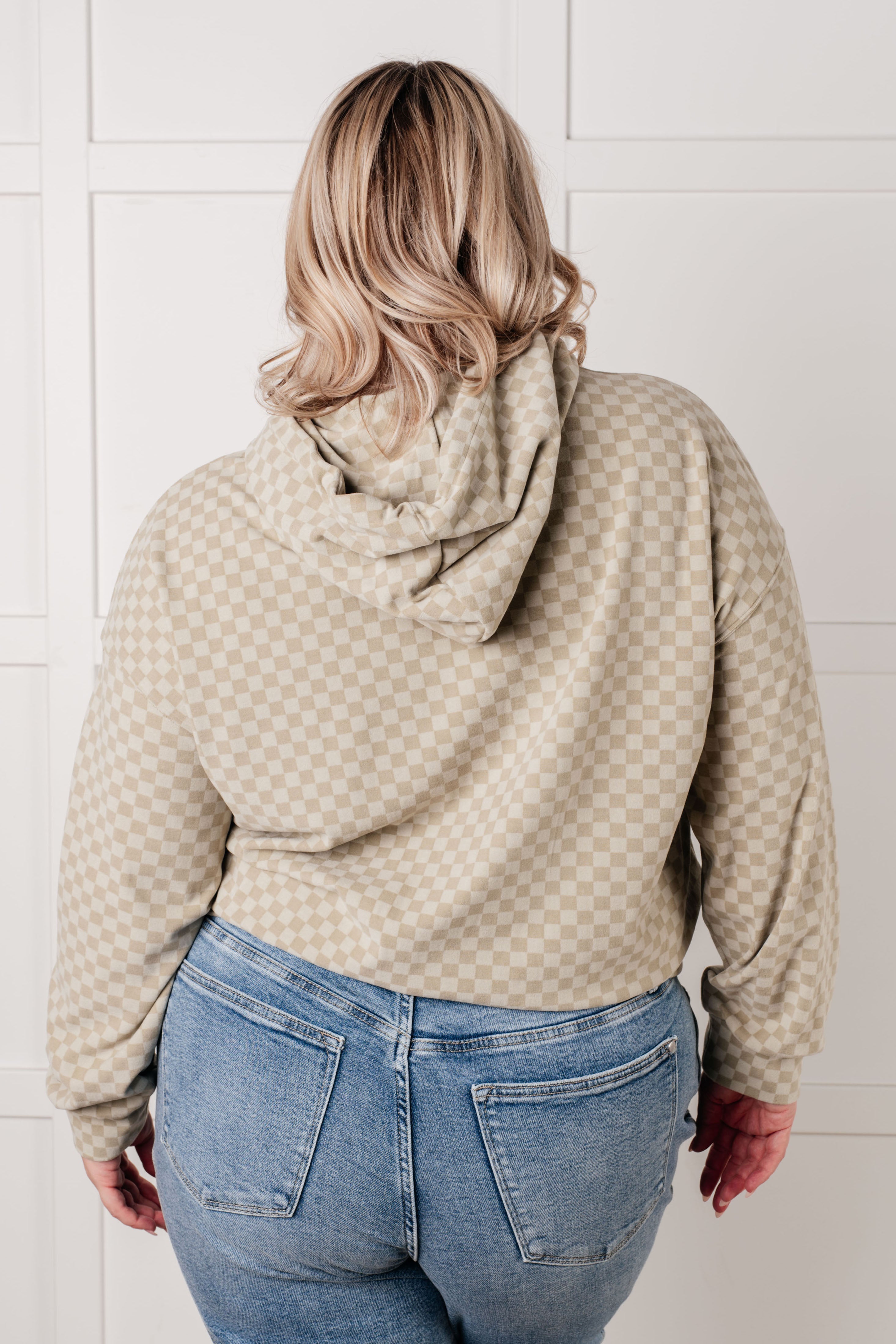 Ask Me Out Checkered Hoodie in Sage-Tops-Stay Foxy Boutique, Florissant, Missouri