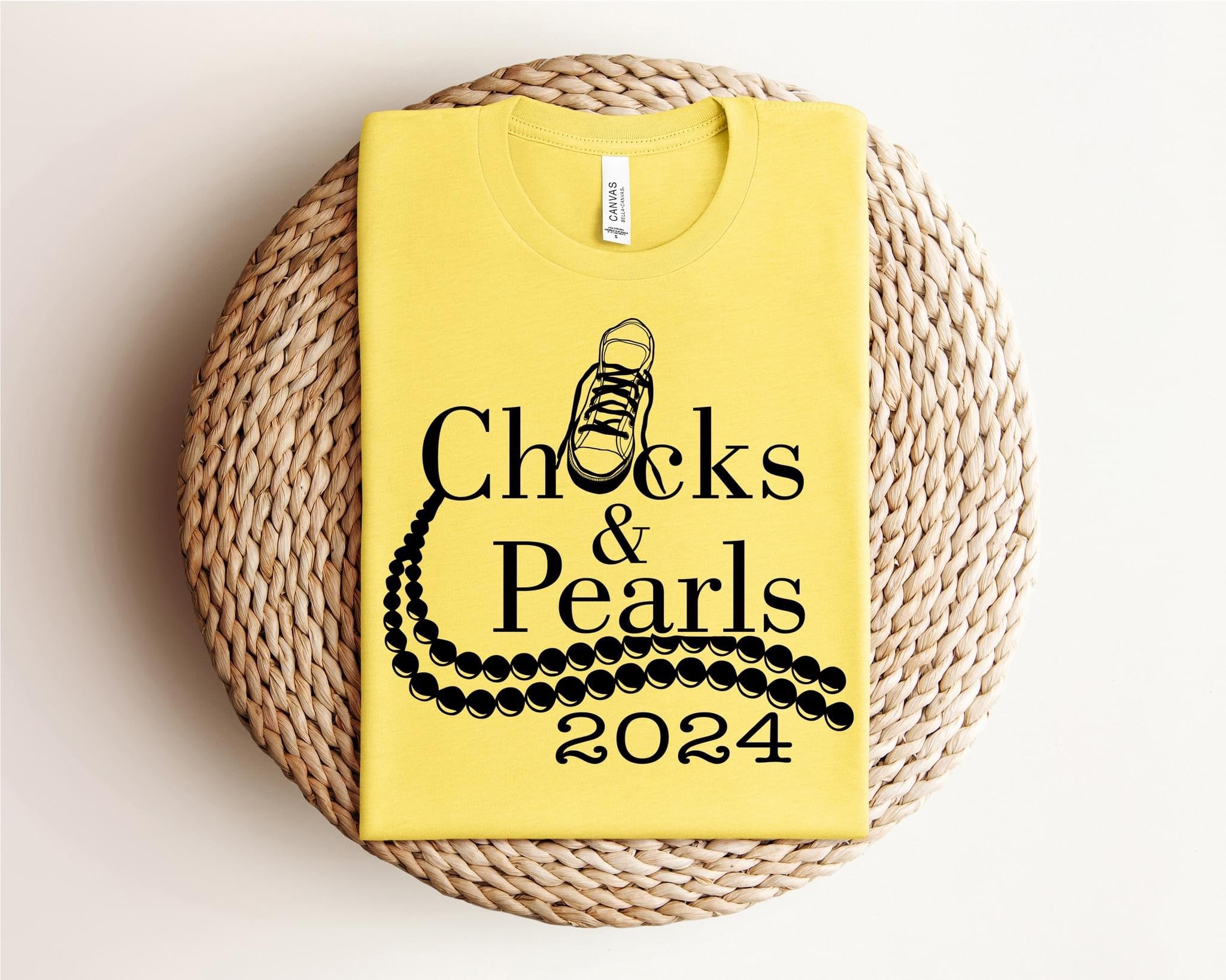 Chucks and Pearls Black Graphic T shirt-Graphic T-Stay Foxy Boutique, Florissant, Missouri
