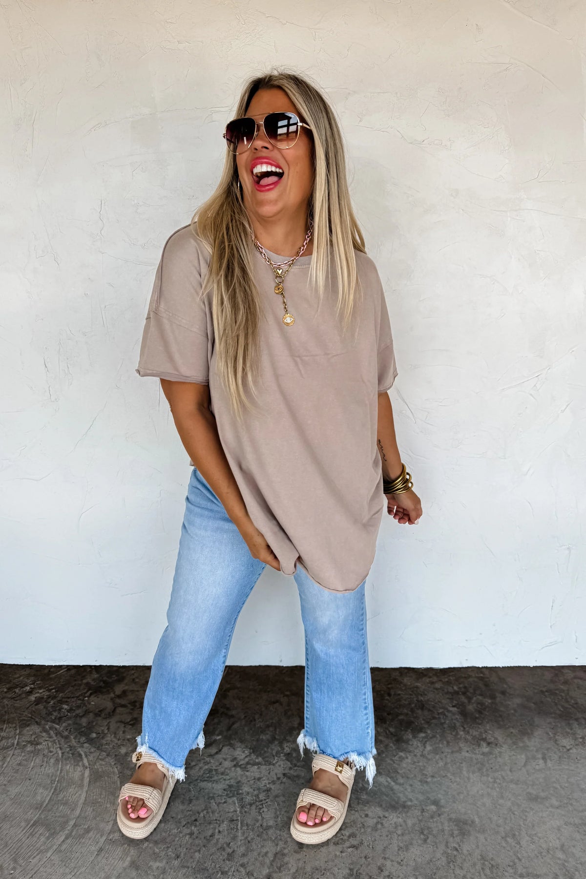 PREORDER: Joey Washed Cotton Boyfriend Tee-Womens-Stay Foxy Boutique, Florissant, Missouri