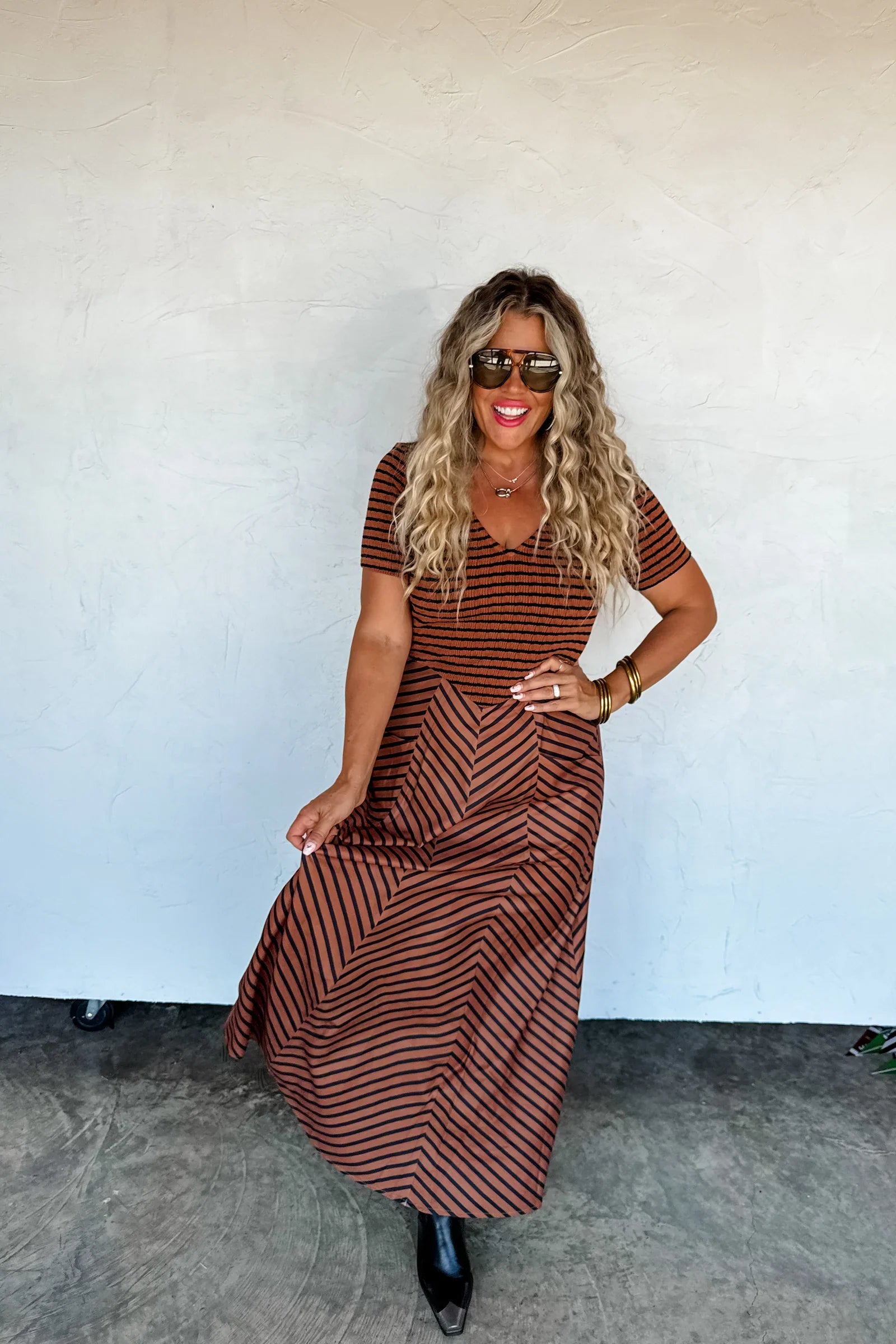 PREORDER: Calista Stripe Dress-Womens-Stay Foxy Boutique, Florissant, Missouri