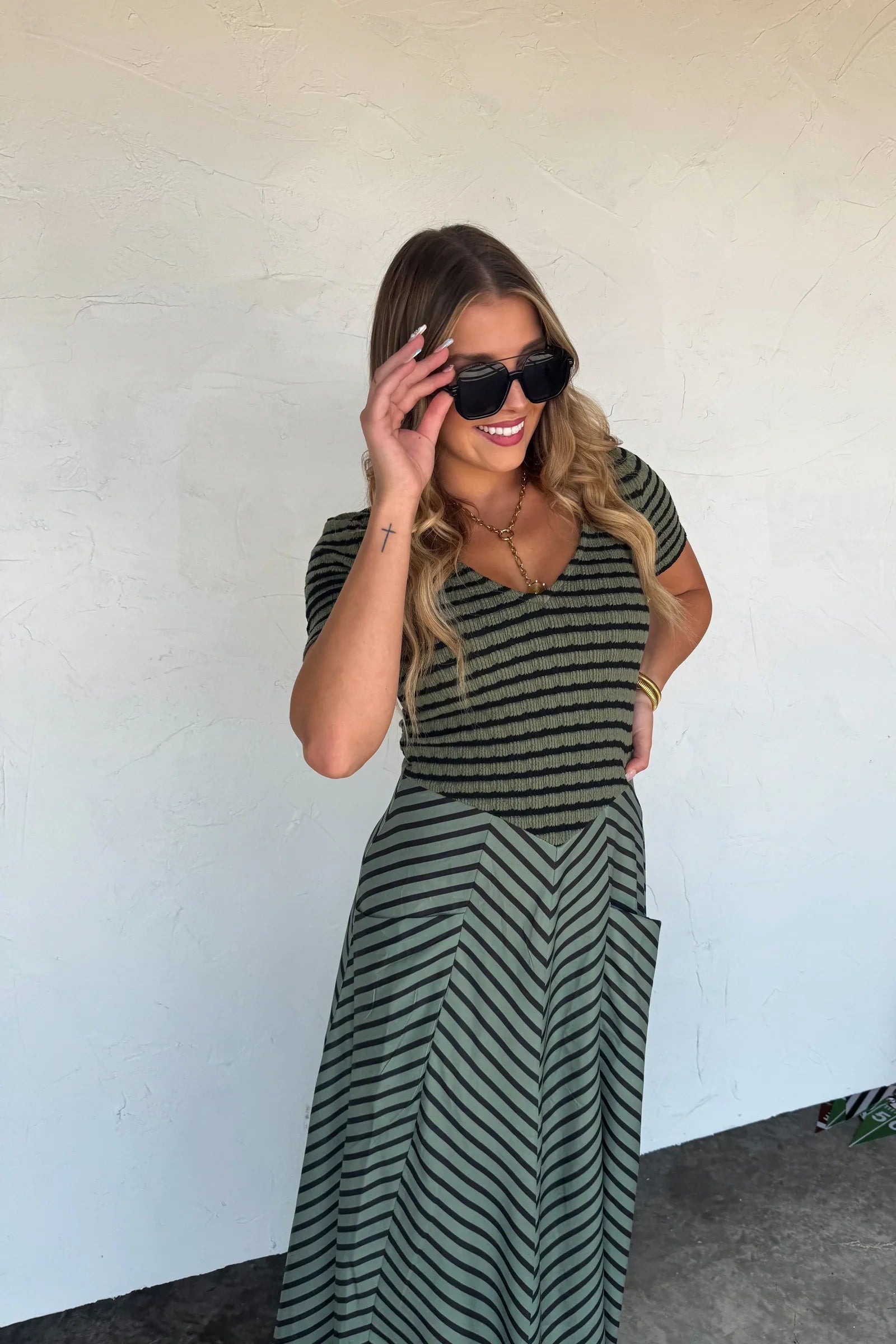 PREORDER: Calista Stripe Dress-Womens-Stay Foxy Boutique, Florissant, Missouri