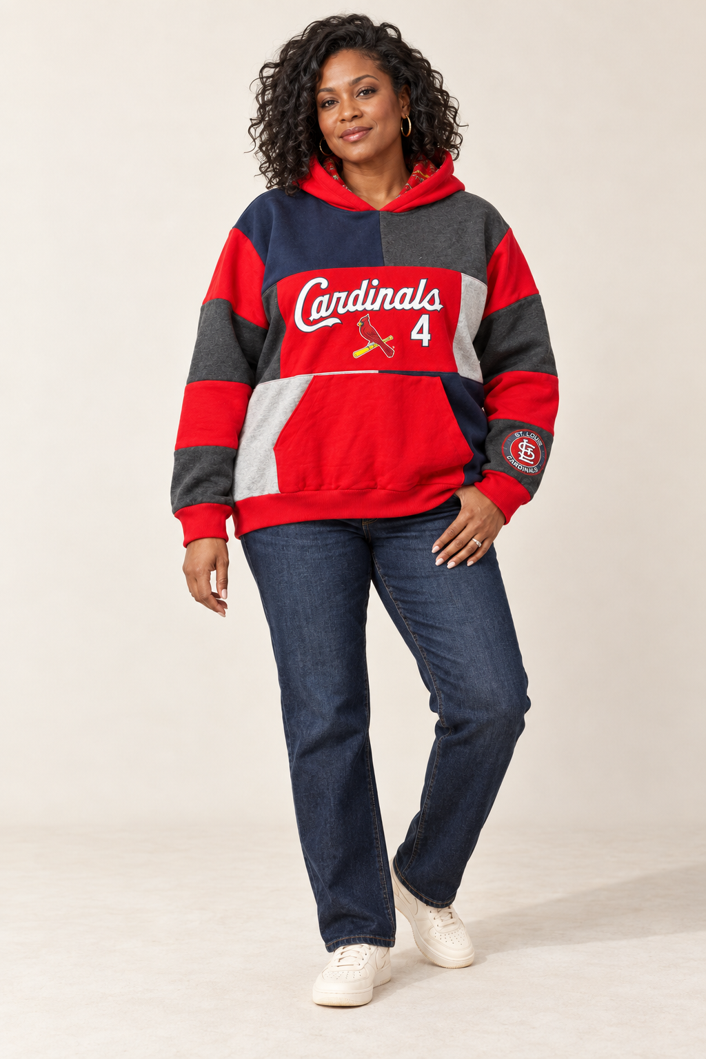 Cardinals Patchwork Hoodie | STAY Bold 3 Scoops-Stay Foxy Boutique, Florissant, Missouri