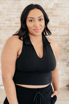 Backcourt Collared V-Neck Tank in Black-Athleisure-Stay Foxy Boutique, Florissant, Missouri