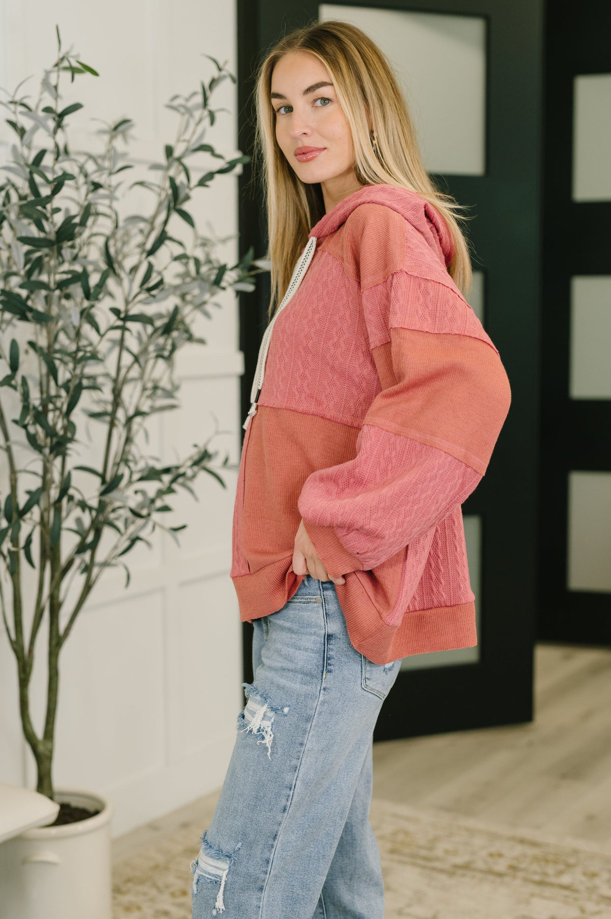 Balloon Sleeve Cut Sew Sweater Knit Top in Mauve-Womens-Stay Foxy Boutique, Florissant, Missouri