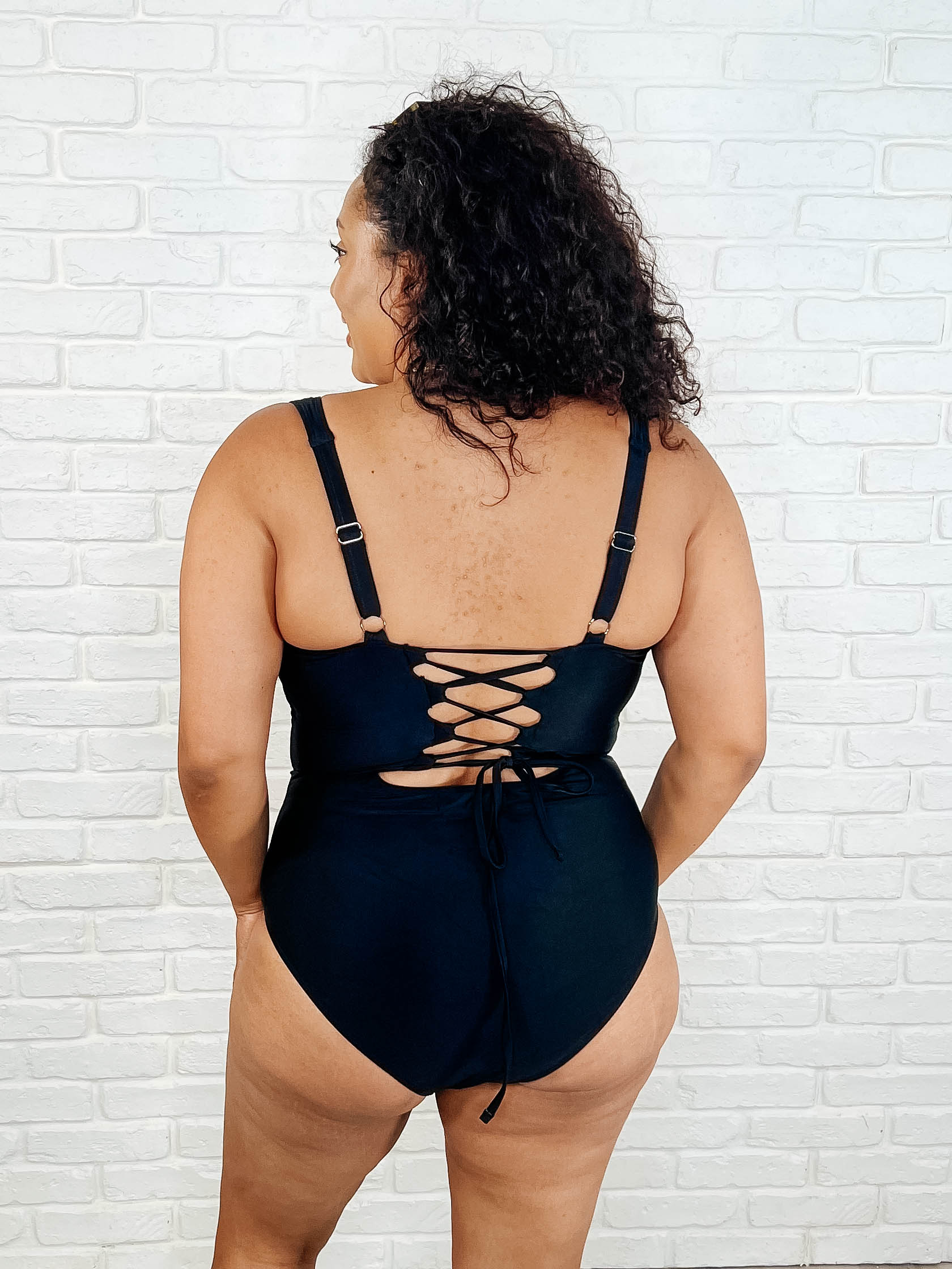 Barcelona Lace Up Swimsuit-Swimwear-Stay Foxy Boutique, Florissant, Missouri