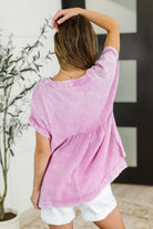 Basic Fade V-Neck Acid Wash Top in Mauve-Womens-Stay Foxy Boutique, Florissant, Missouri