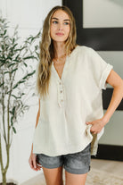 Basic Fade V-Neck Acid Wash Top in Sand Beige-Womens-Stay Foxy Boutique, Florissant, Missouri