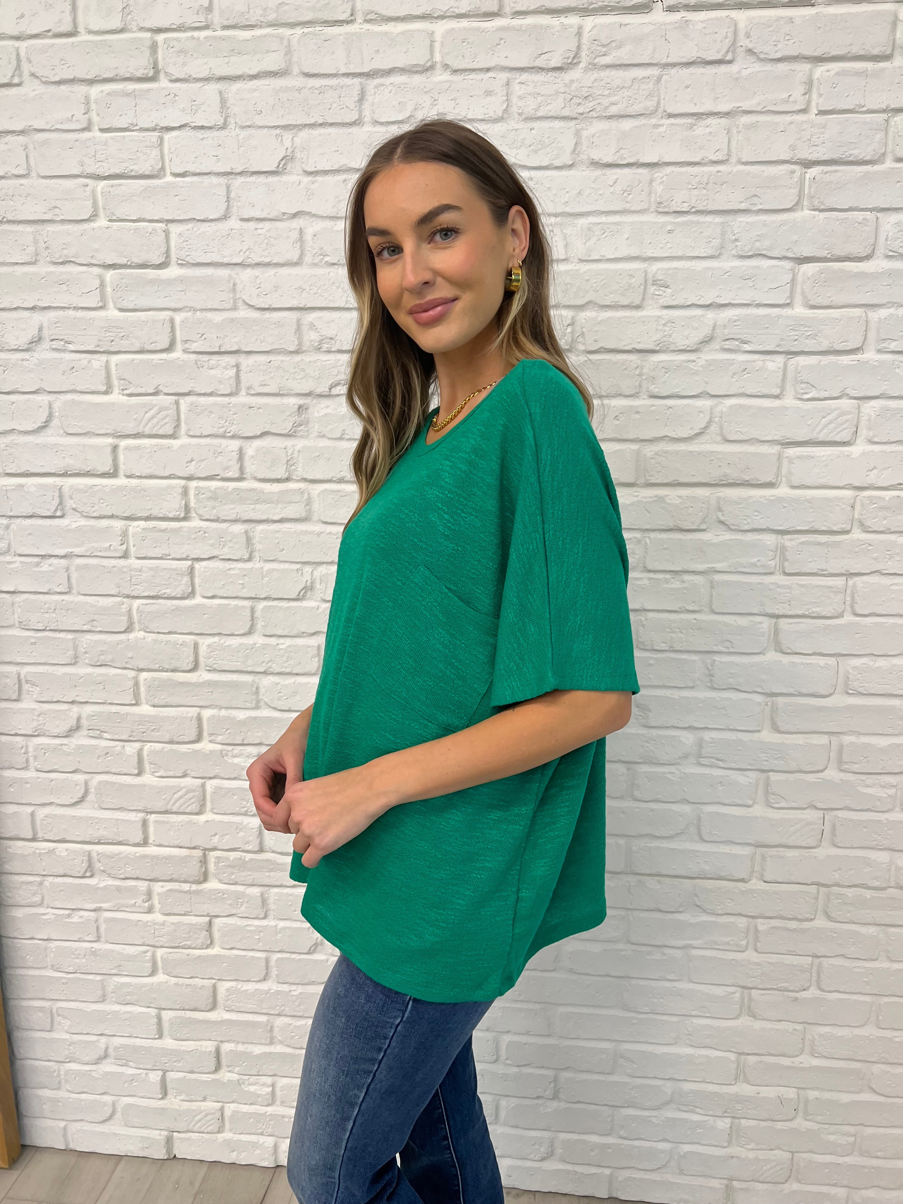 Basically Flowing Dolman Sleeve Top in Kelly Green-Womens-Stay Foxy Boutique, Florissant, Missouri