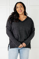 Basically Freezing Brushed Hacci Top in Black-Tops-Stay Foxy Boutique, Florissant, Missouri