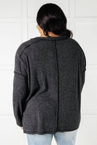 Basically Freezing Brushed Hacci Top in Black-Tops-Stay Foxy Boutique, Florissant, Missouri
