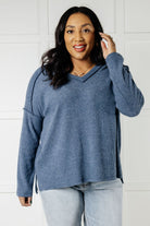 Basically Freezing Brushed Hacci Top in Dusty Blue-Tops-Stay Foxy Boutique, Florissant, Missouri