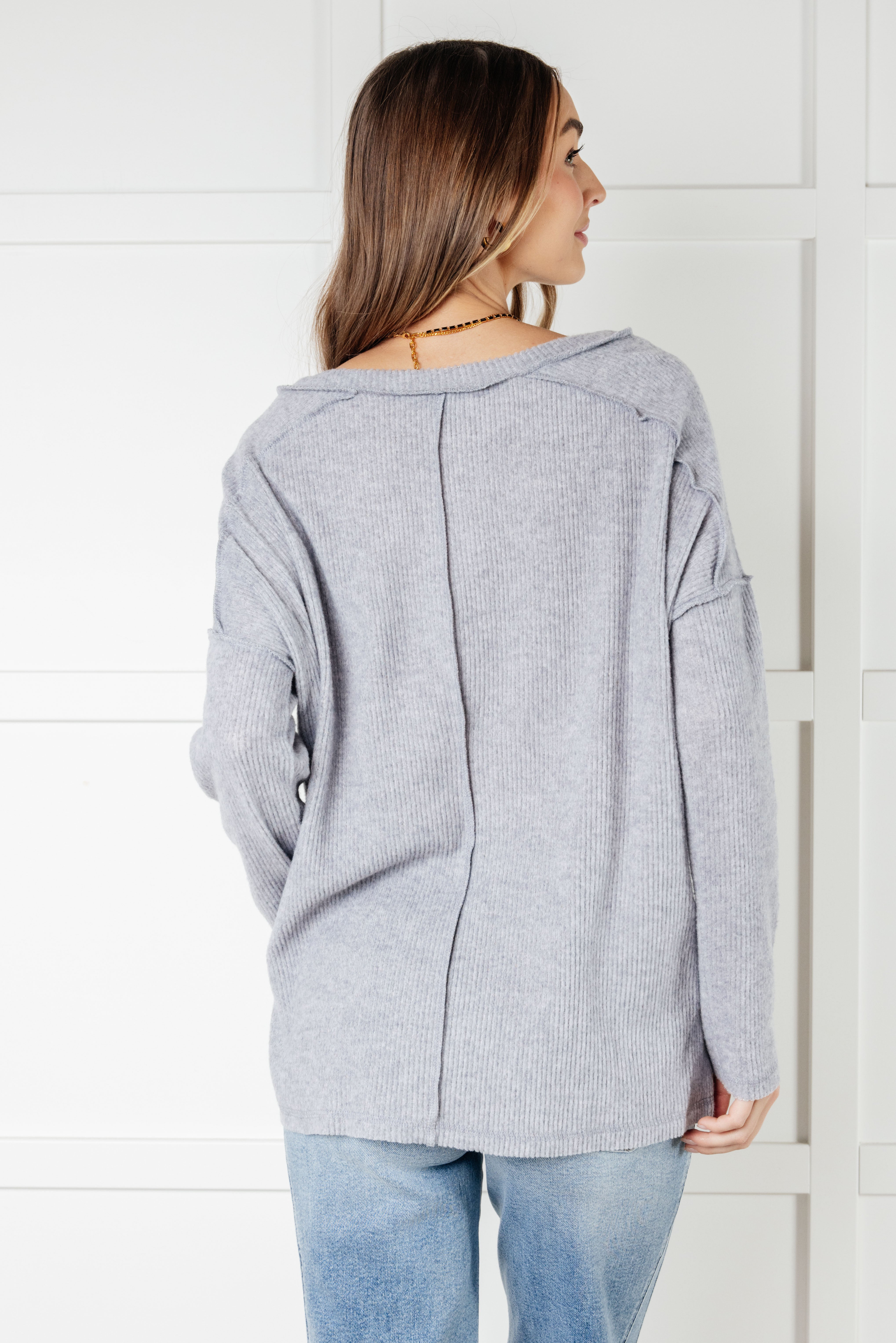 Basically Freezing Brushed Hacci Top in Heather Grey-Tops-Stay Foxy Boutique, Florissant, Missouri