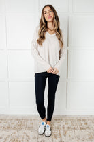 Basically Freezing Brushed Hacci Top in Sand Beige-Tops-Stay Foxy Boutique, Florissant, Missouri