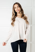 Basically Freezing Brushed Hacci Top in Sand Beige-Tops-Stay Foxy Boutique, Florissant, Missouri