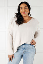 Basically Freezing Brushed Hacci Top in Sand Beige-Tops-Stay Foxy Boutique, Florissant, Missouri