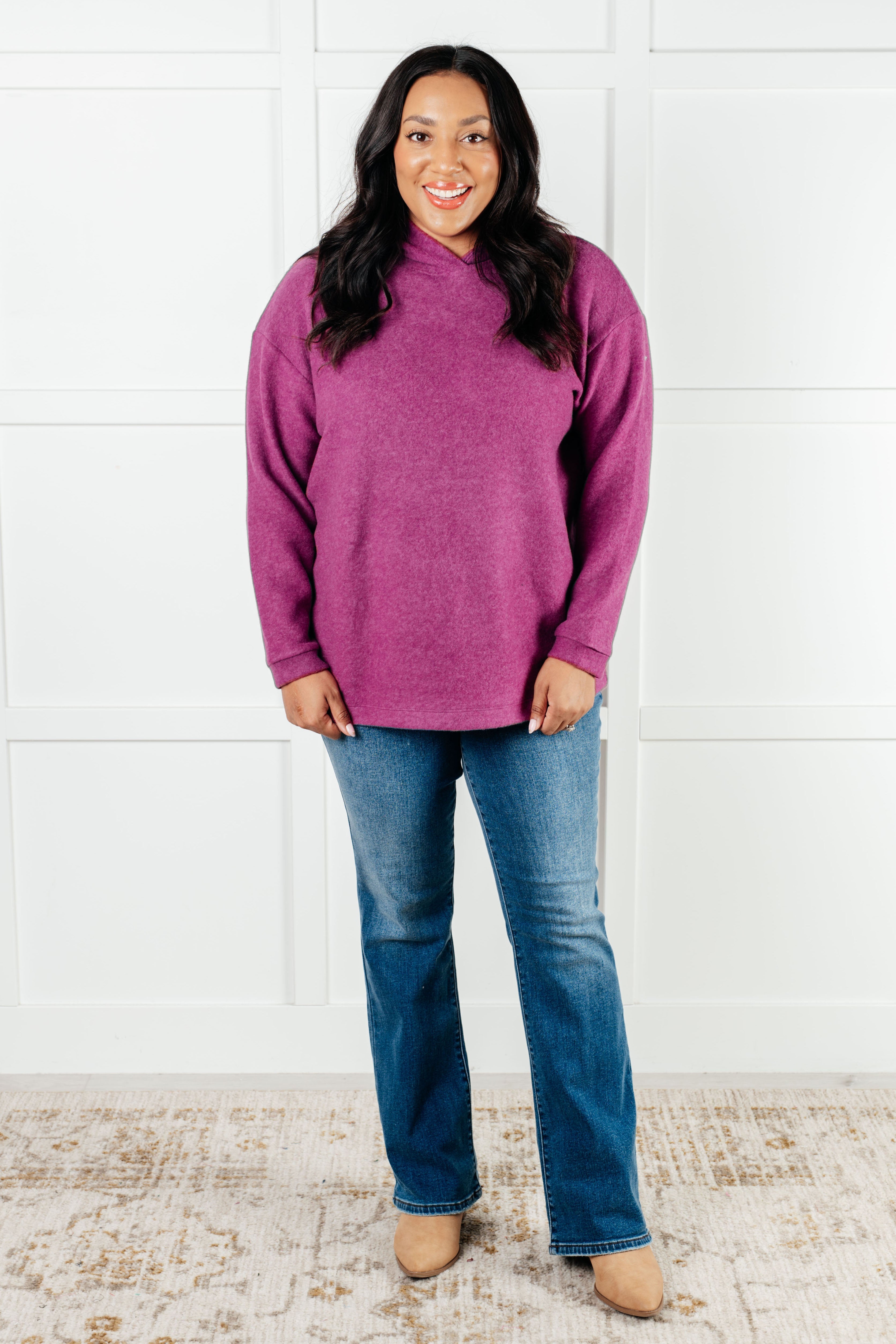 Basically My Favorite Hooded Pullover in Light Plum-Tops-Stay Foxy Boutique, Florissant, Missouri