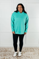 Basically My Favorite Hooded Pullover in Turquoise-Tops-Stay Foxy Boutique, Florissant, Missouri