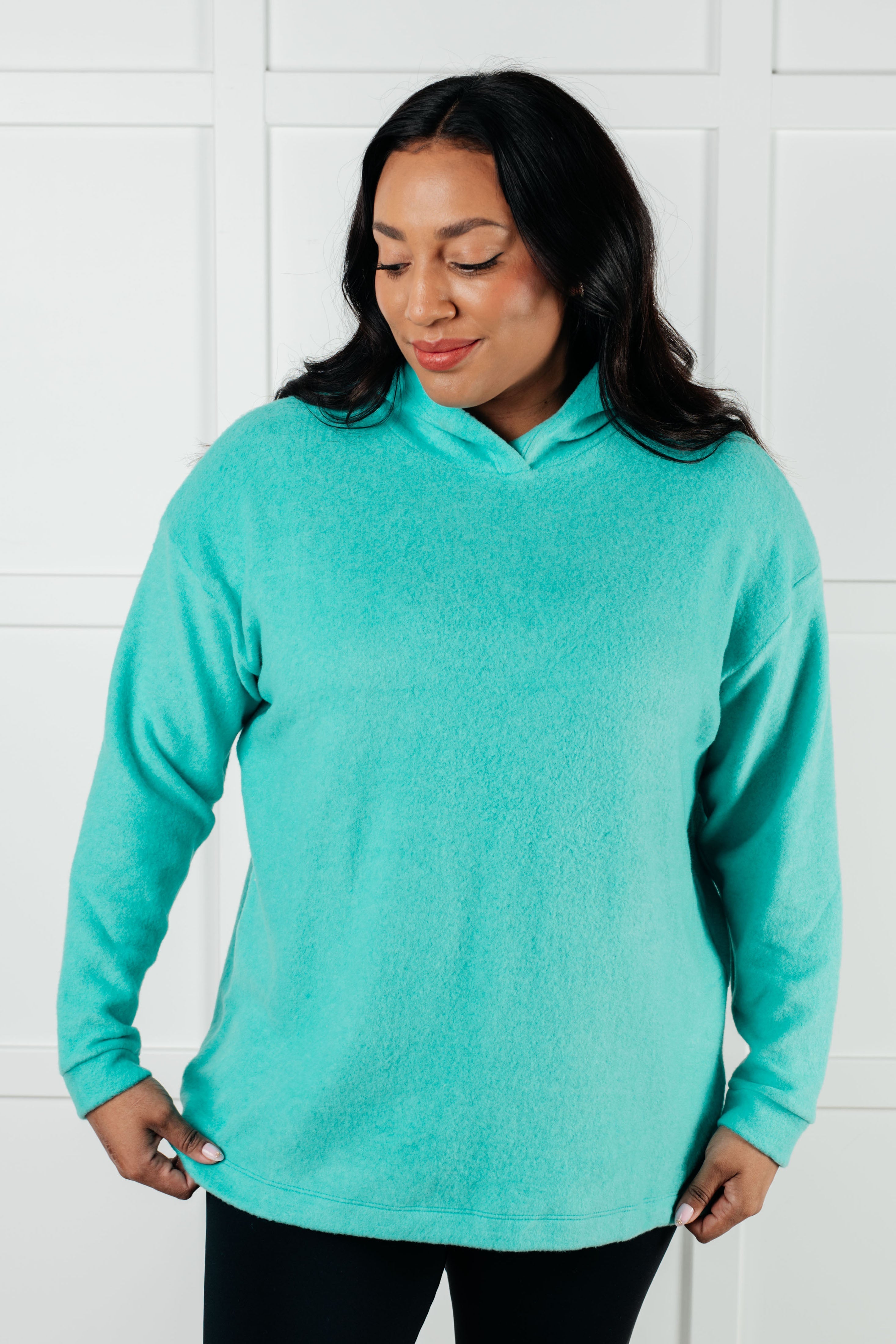 Basically My Favorite Hooded Pullover in Turquoise-Tops-Stay Foxy Boutique, Florissant, Missouri