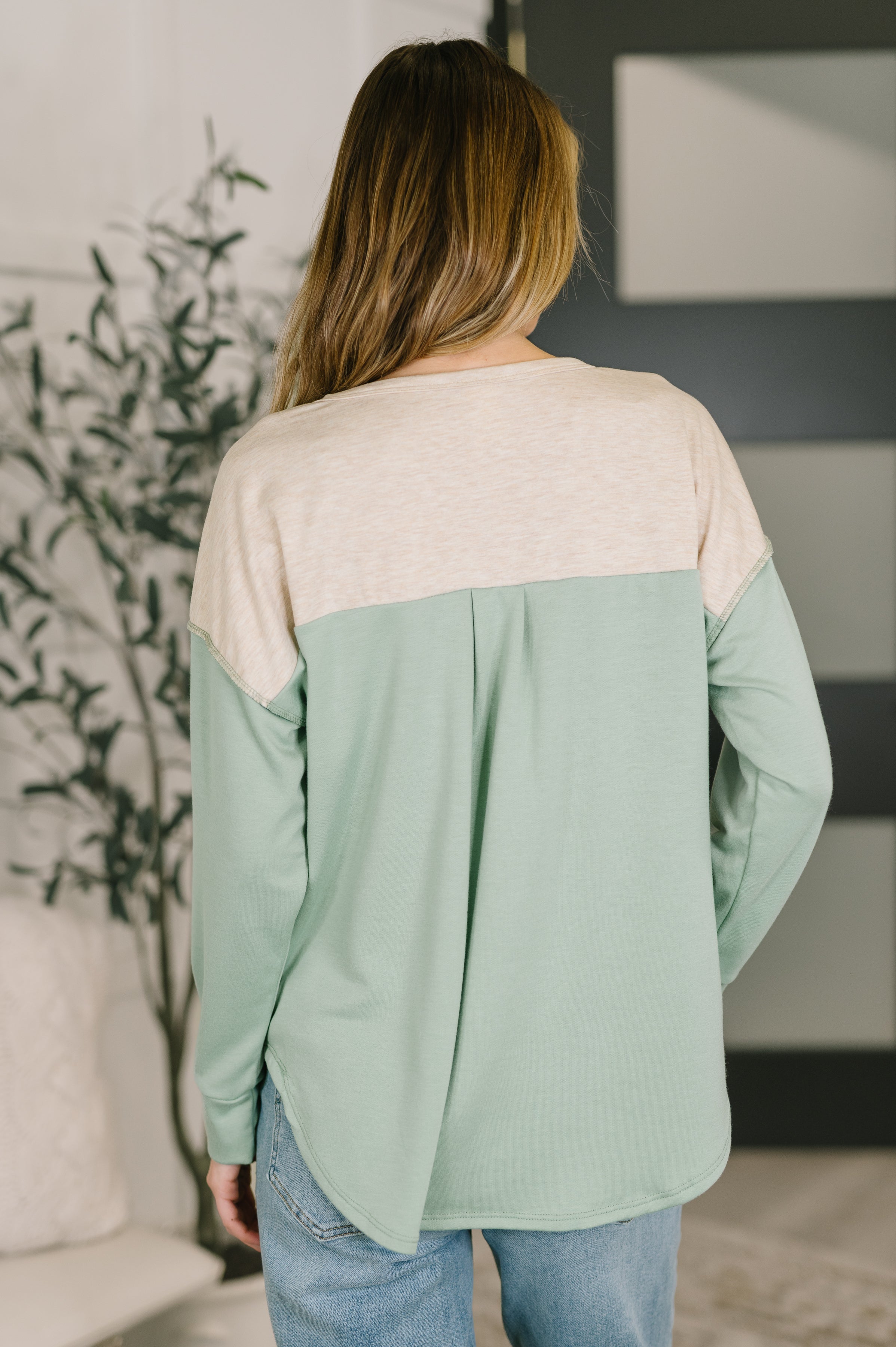 Because I Can Drop Shoulder Henley Top-Womens-Stay Foxy Boutique, Florissant, Missouri