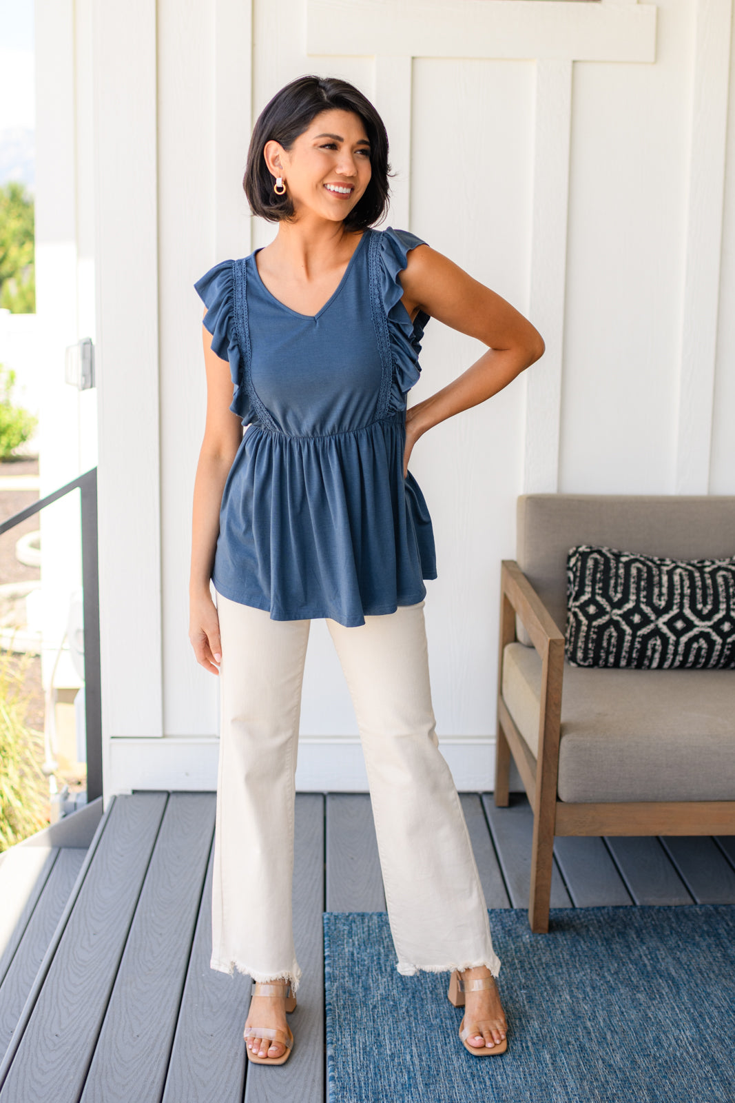 Before Now Ruffled Babydoll Top-Tops-Stay Foxy Boutique, Florissant, Missouri