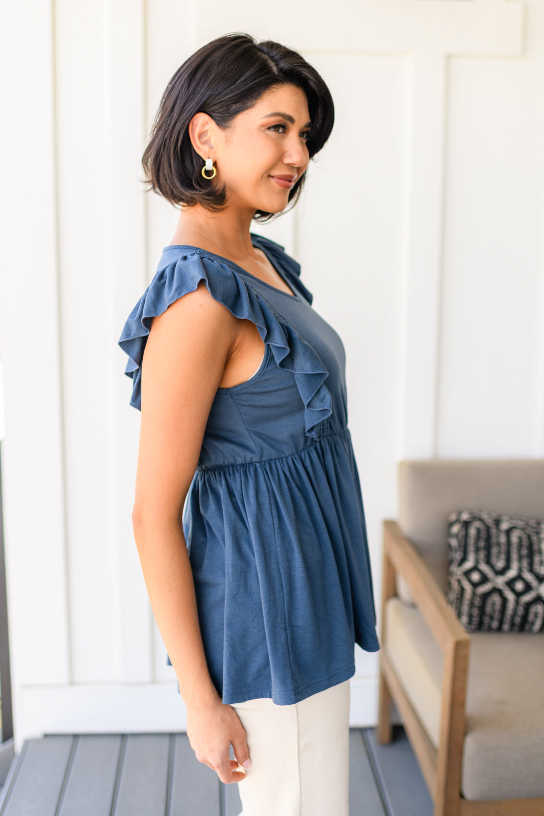 Before Now Ruffled Babydoll Top-Tops-Stay Foxy Boutique, Florissant, Missouri