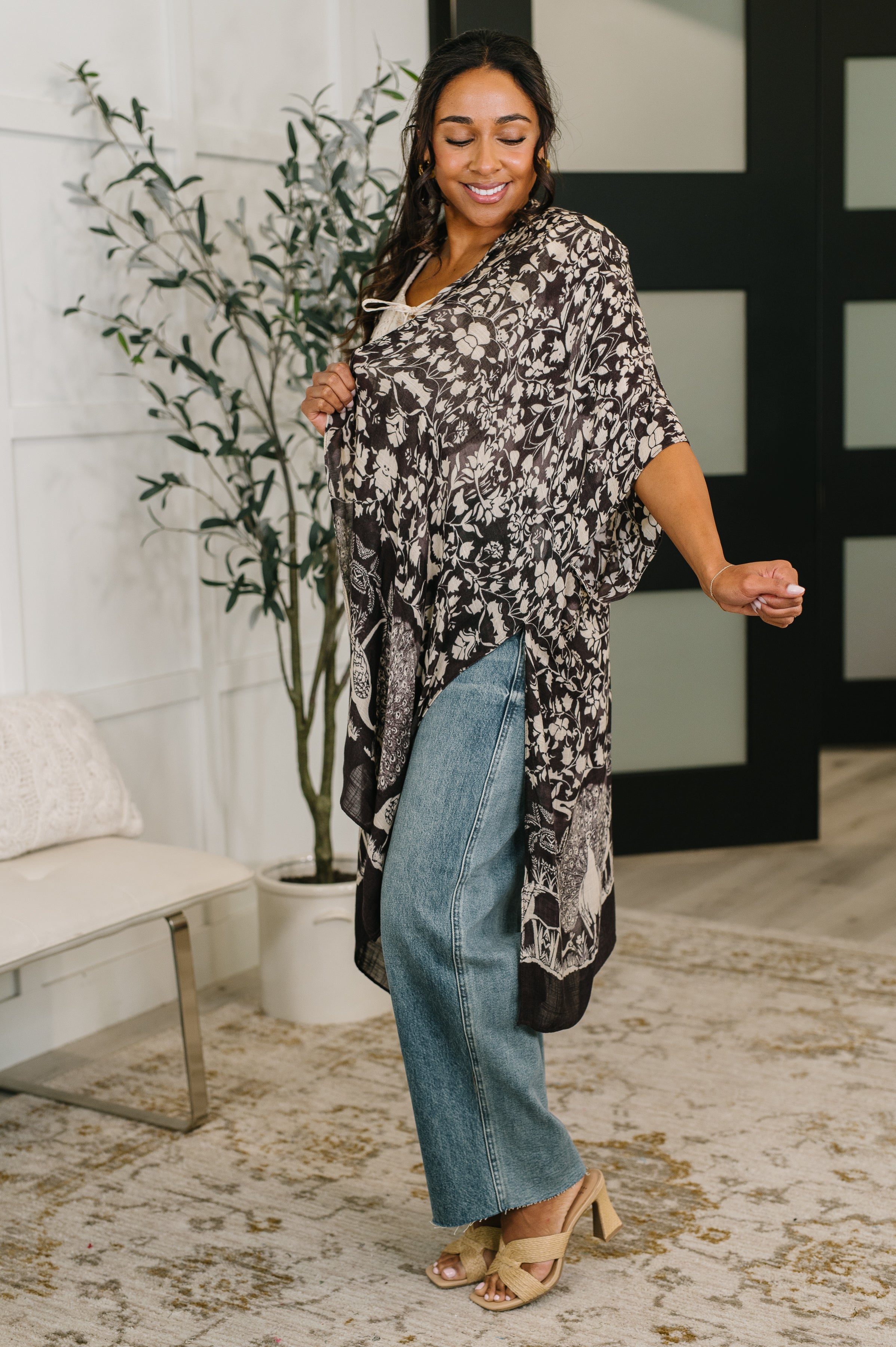 Bella Vida Open Front Floral Print Kimono-Womens-Stay Foxy Boutique, Florissant, Missouri