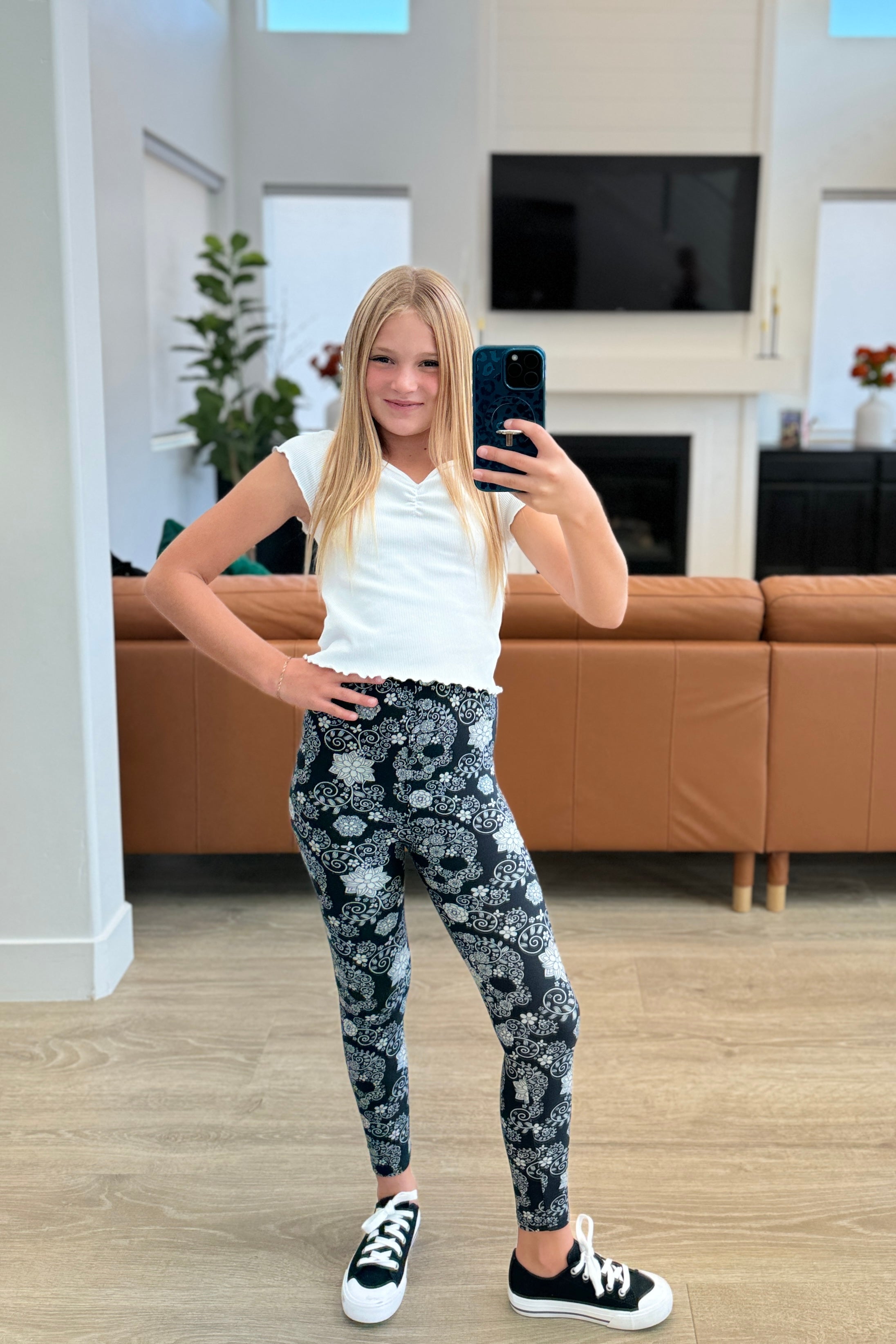 PREORDER: Matching Youth Sugar Skull Leggings-Womens-Stay Foxy Boutique, Florissant, Missouri