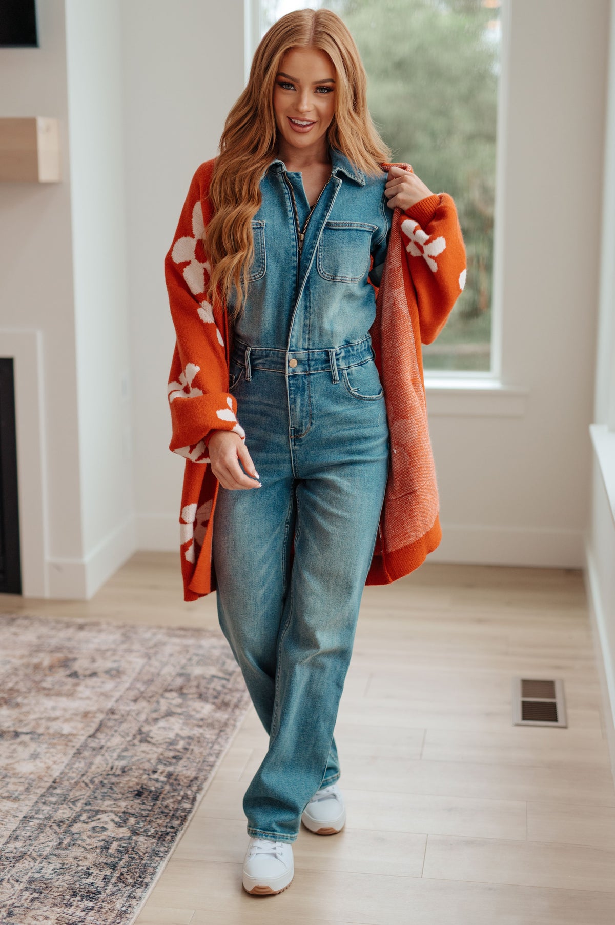 Enough Anyways Floral Cardigan in Burnt Orange-Layers-Stay Foxy Boutique, Florissant, Missouri