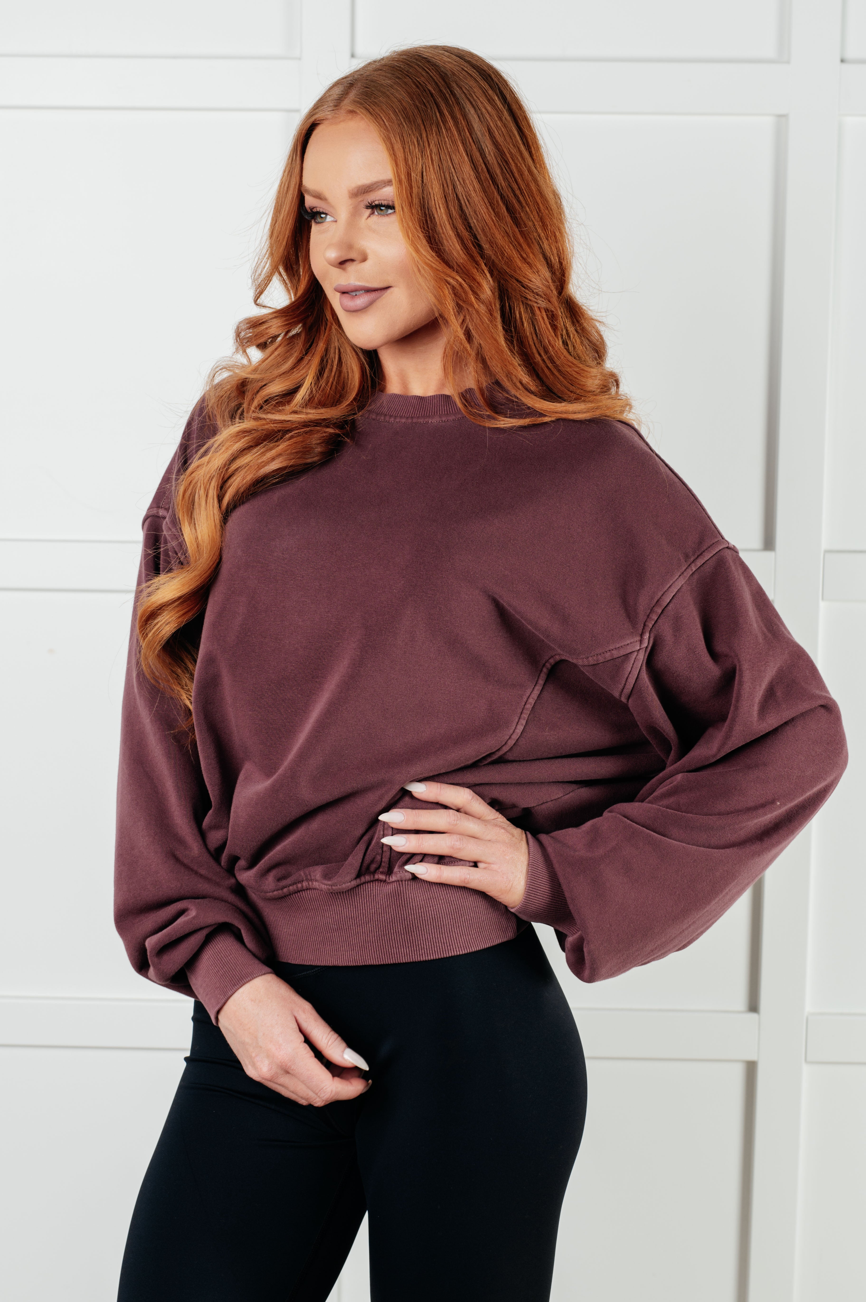 Beyond the Basics Pullover in Eggplant-Tops-Stay Foxy Boutique, Florissant, Missouri