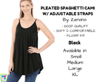 Pleated Spaghetti Strap Cami - Black-Tank Top-Stay Foxy Boutique, Florissant, Missouri