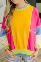 Blockbuster Color Block Pullover in Bright-Womens-Stay Foxy Boutique, Florissant, Missouri