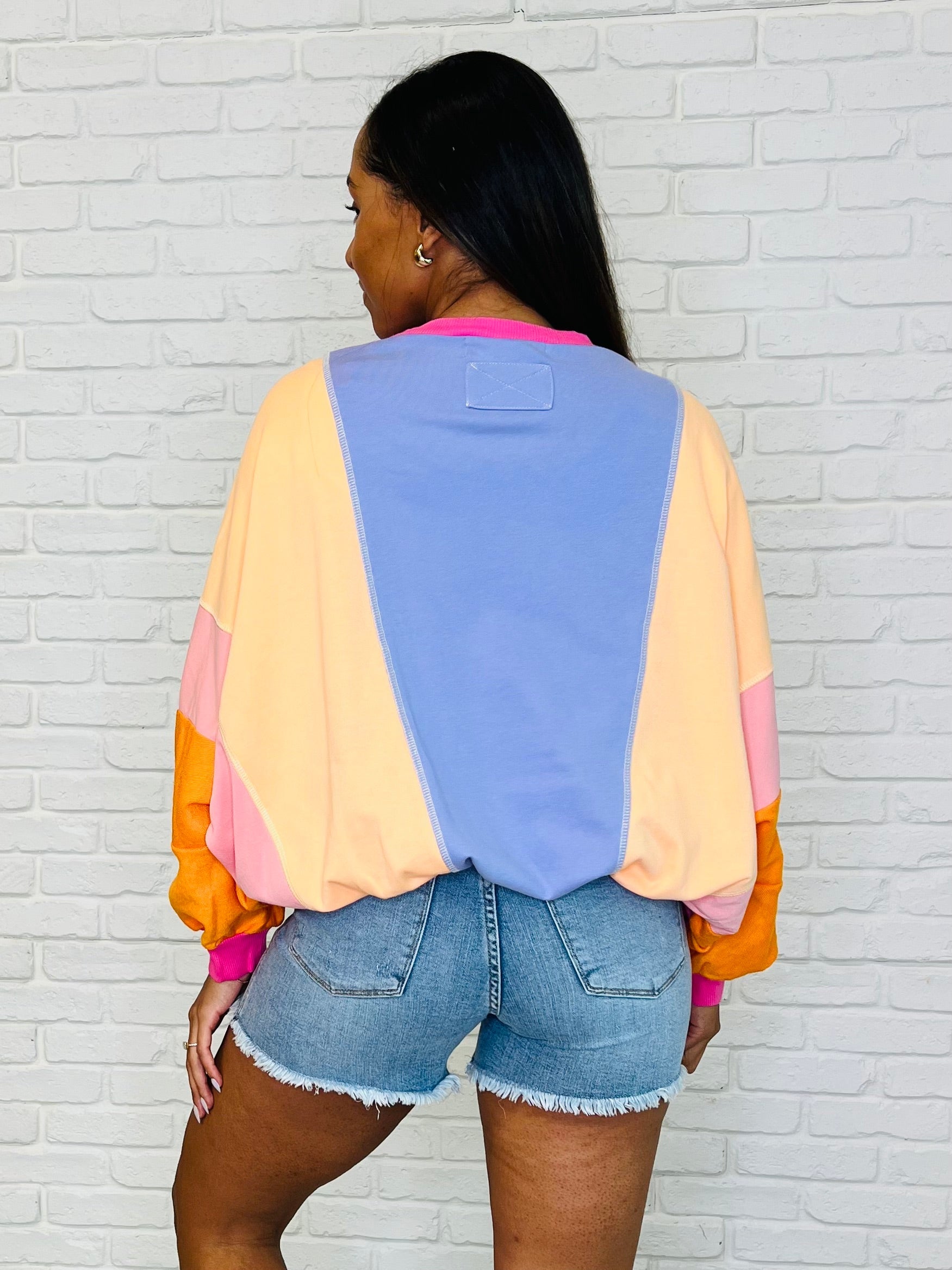 Blockbuster Color Block Pullover in Muted-Womens-Stay Foxy Boutique, Florissant, Missouri