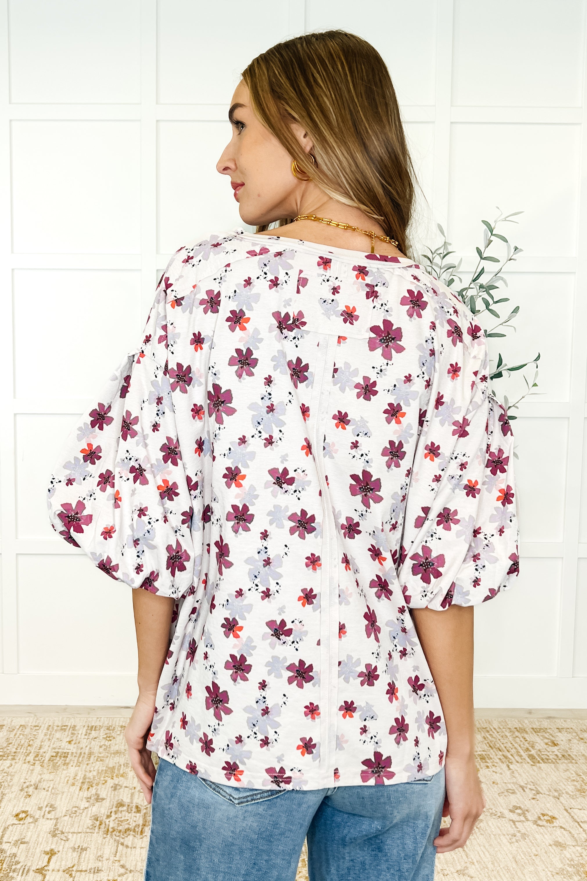 Blossom Breeze Balloon Sleeve Blouse-Womens-Stay Foxy Boutique, Florissant, Missouri