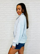 Bonbon Delight Half Zip Pullover in Grey-Womens-Stay Foxy Boutique, Florissant, Missouri