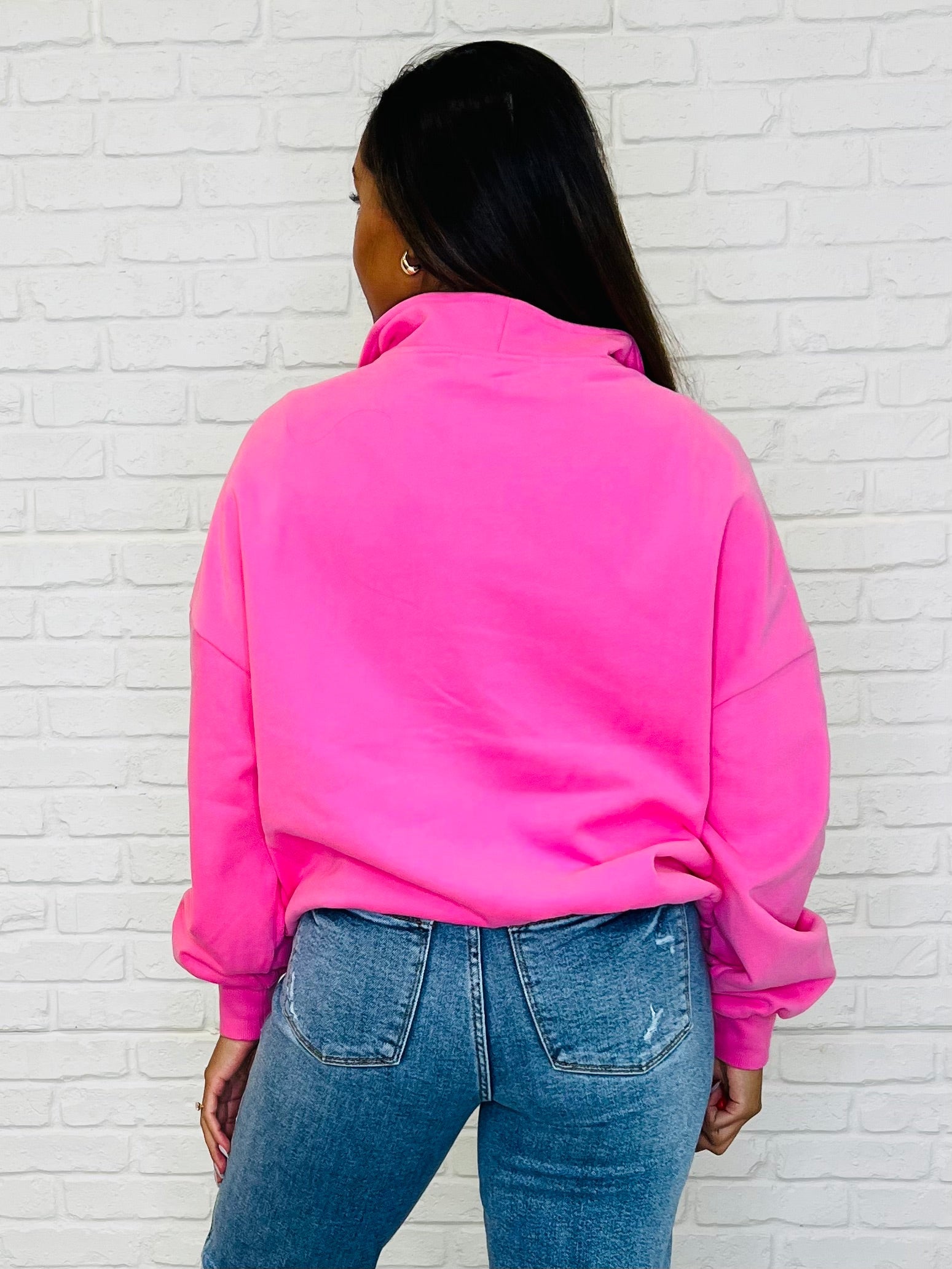 Bonbon Delight Half Zip Pullover in Pink-Womens-Stay Foxy Boutique, Florissant, Missouri
