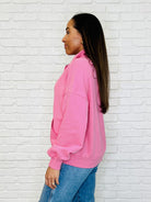Bonbon Delight Half Zip Pullover in Pink-Womens-Stay Foxy Boutique, Florissant, Missouri