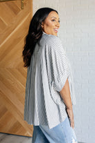 Boxy Striped Button Up in Black-Tops-Stay Foxy Boutique, Florissant, Missouri