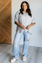 Boxy Striped Button Up in Black-Tops-Stay Foxy Boutique, Florissant, Missouri