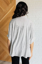 Boxy Striped Button Up in Black-Tops-Stay Foxy Boutique, Florissant, Missouri