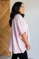 Boxy Striped Button Up in Hot Pink-Tops-Stay Foxy Boutique, Florissant, Missouri