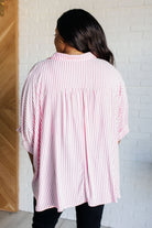 Boxy Striped Button Up in Hot Pink-Tops-Stay Foxy Boutique, Florissant, Missouri
