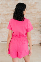 Break Point Collared Romper in Hot Pink-Jumpsuits & Rompers-Stay Foxy Boutique, Florissant, Missouri