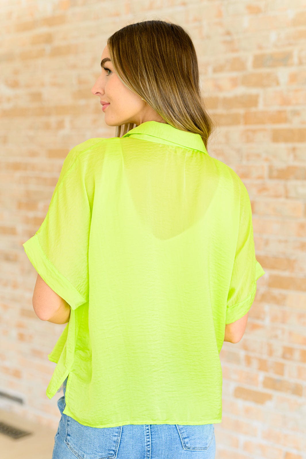 Bright Idea Button Down in Citrus-Tops-Stay Foxy Boutique, Florissant, Missouri