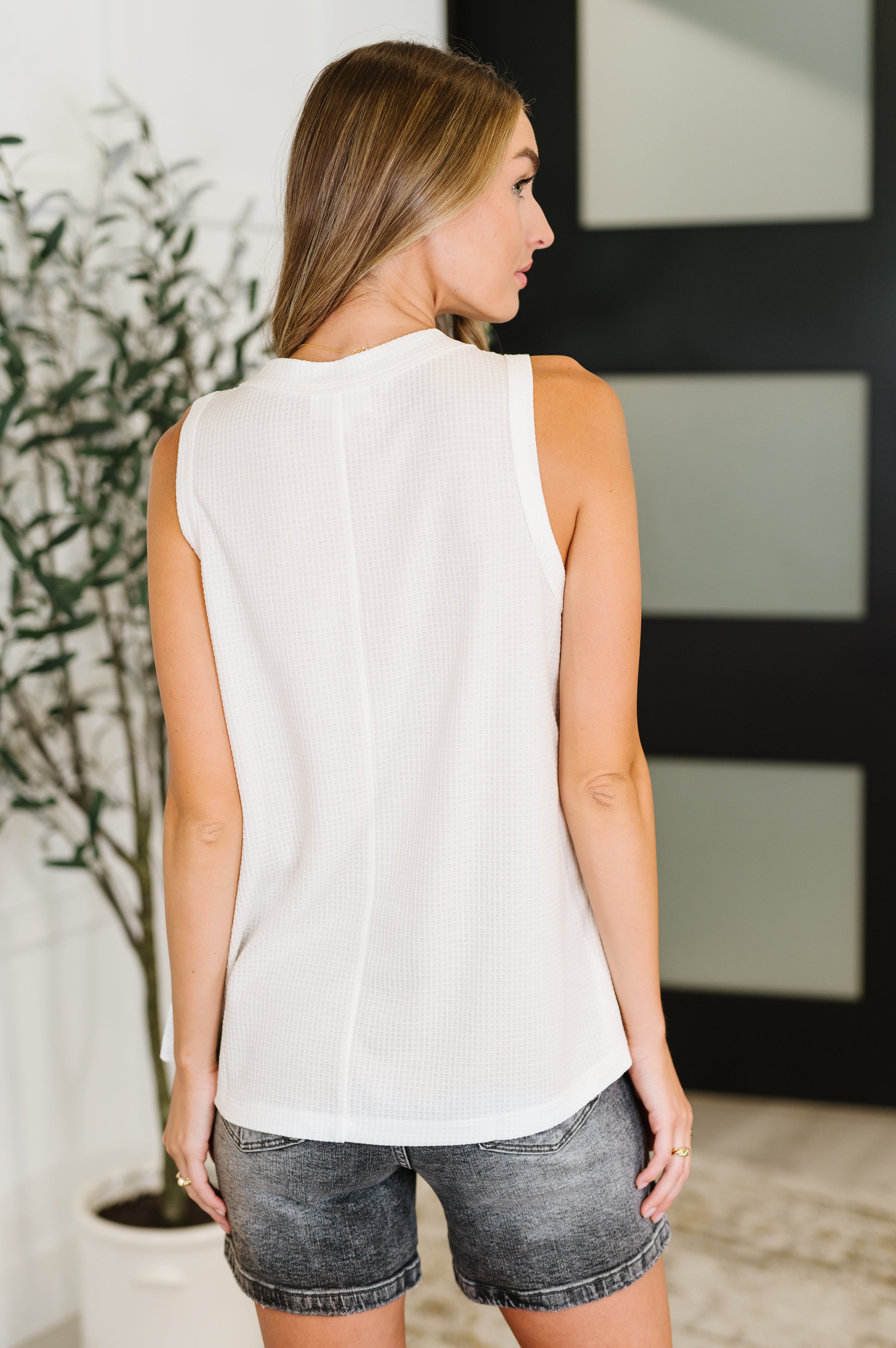 Buttoned Up Buttercup Sleeveless Top in Ivory-Womens-Stay Foxy Boutique, Florissant, Missouri